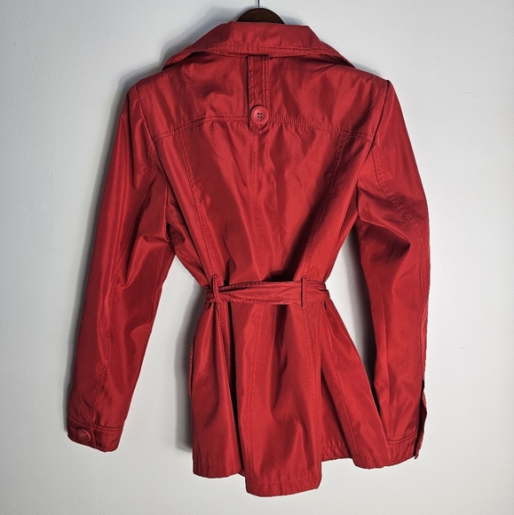 Suzy Sheir Red Trench Coat Size Medium - Picture 2 of 4